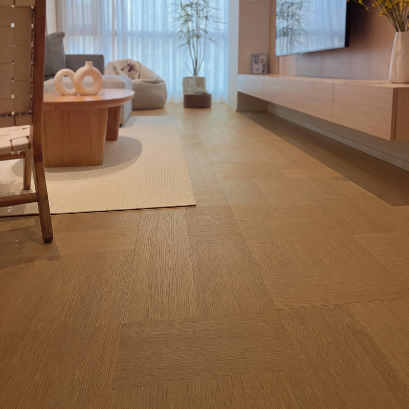 Natural Oak 12 mm T x 16 in. W x 48 in. L AC5 Block-Pattern Laminate Flooring (32 sq. ft./Case)