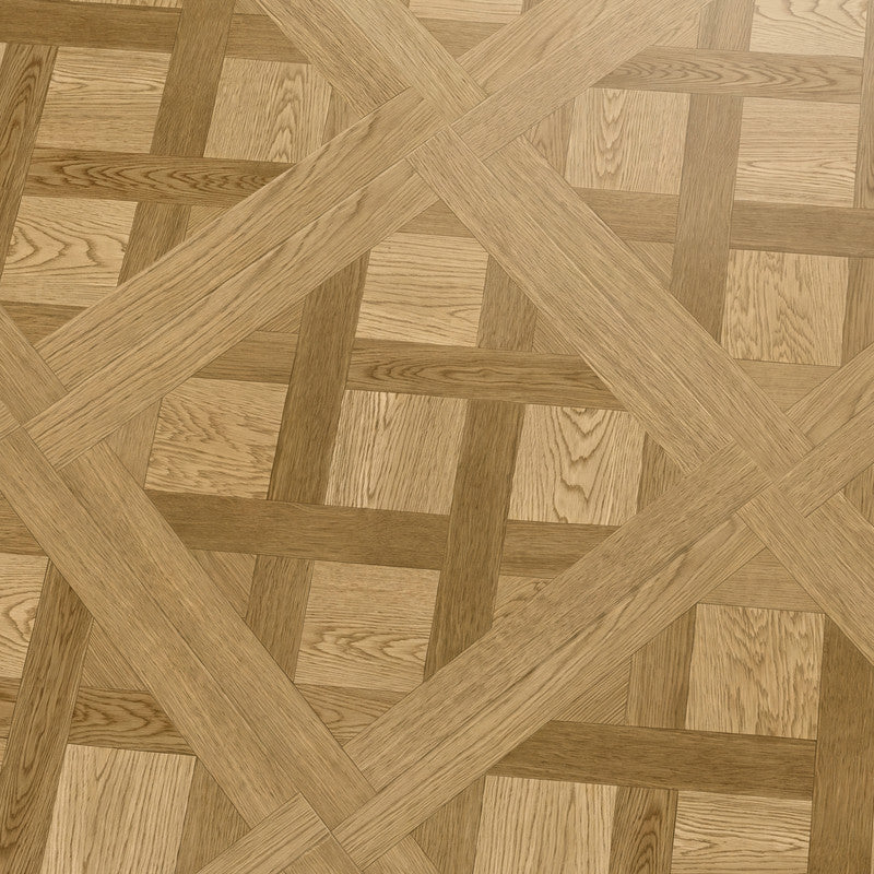 Natural Oak 12 mm T x 24 in. W x 24 in. L AC5 Versailles Parquet Laminate Flooring (24 sq. ft./Case)