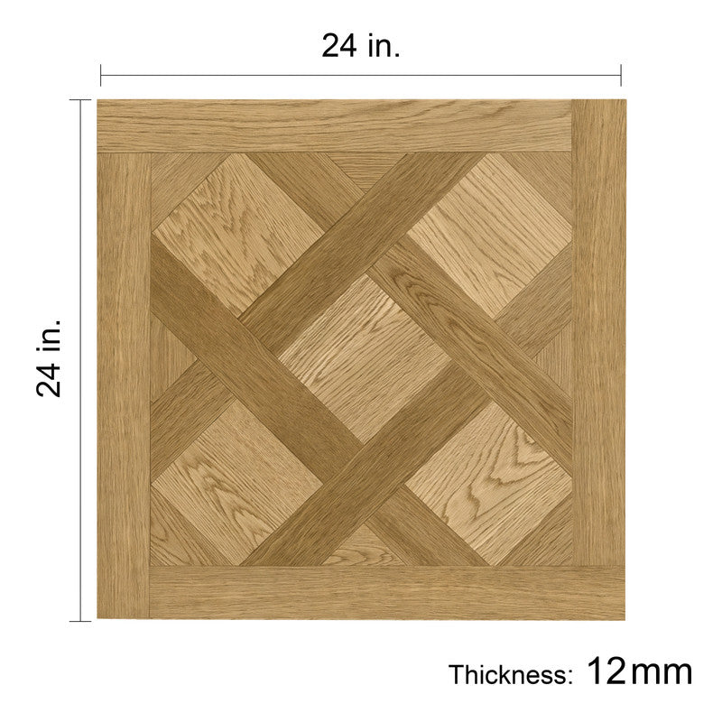 Natural Oak 12 mm T x 24 in. W x 24 in. L AC5 Versailles Parquet Laminate Flooring (24 sq. ft./Case)