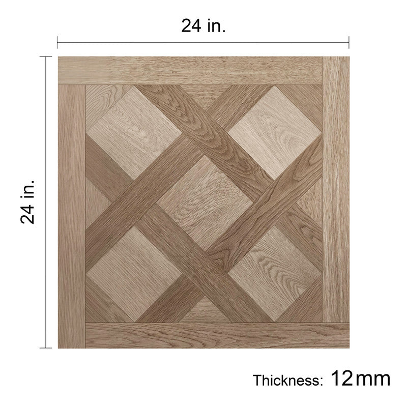 Greige Oak 12 mm T x 24 in. W x 24 in. L AC5 Versailles Parquet Laminate Flooring (24 sq. ft./Case)