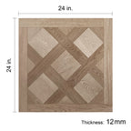 Greige Oak 12 mm T x 24 in. W x 24 in. L AC5 Versailles Parquet Laminate Flooring (24 sq. ft./Case)