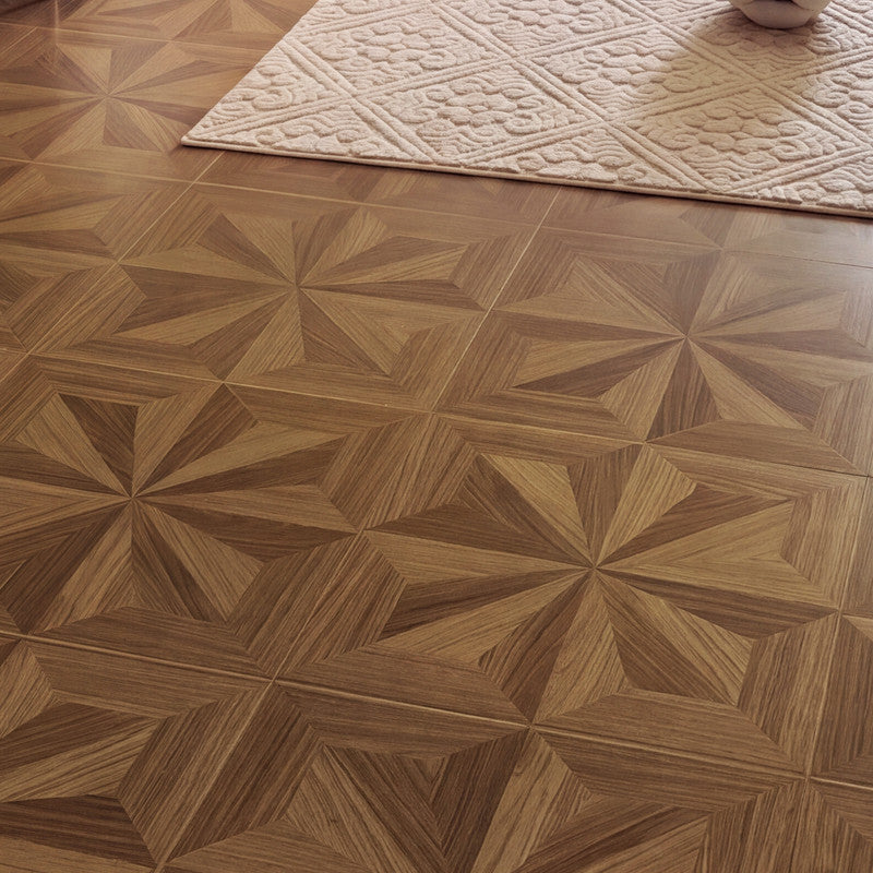 Warm Walnut 12 mm T x 24 in. W x 48 in. L AC5 Starburst Parquet Laminate Flooring (48 sq. ft./Case)