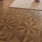 Warm Walnut 12 mm T x 24 in. W x 48 in. L AC5 Starburst Parquet Laminate Flooring (48 sq. ft./Case)