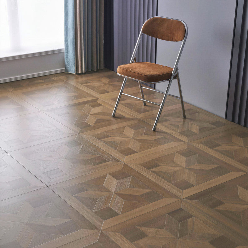 Walnut 12 mm T x 24 in. W x 24 in. L AC5 Geometric Star Parquet Laminate Flooring (24 sq. ft./Case)