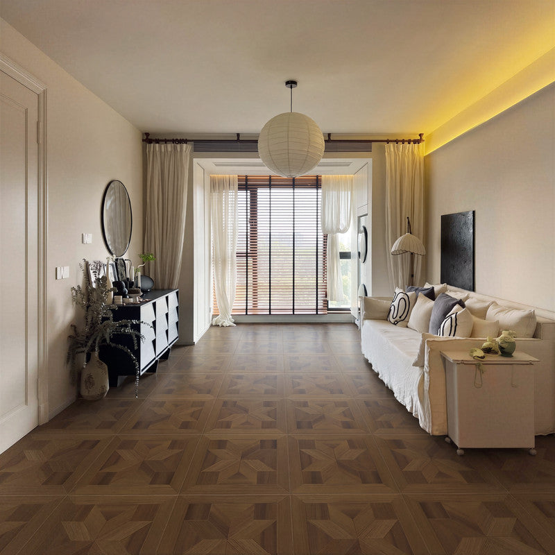 Walnut 12 mm T x 24 in. W x 24 in. L AC5 Geometric Star Parquet Laminate Flooring (24 sq. ft./Case)