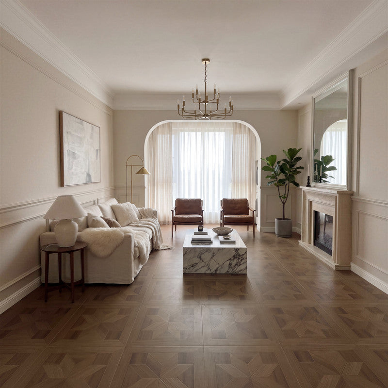 Walnut 12 mm T x 24 in. W x 24 in. L AC5 Geometric Star Parquet Laminate Flooring (24 sq. ft./Case)