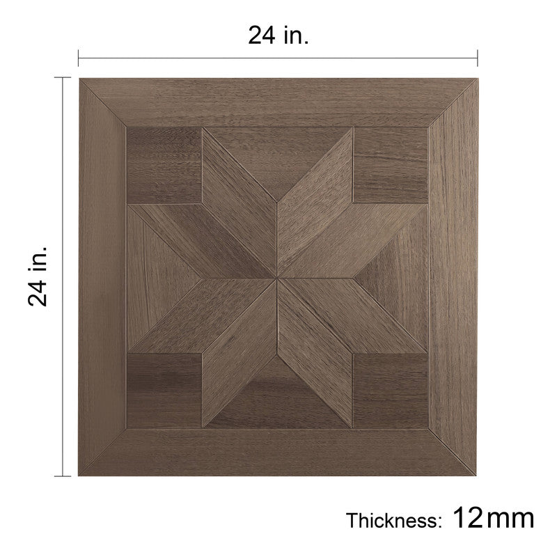 Smoked Walnut 12 mm T x 24 in. W x 24 in. L AC5 Geometric Star Parquet Laminate Flooring (24 sq. ft./Case)