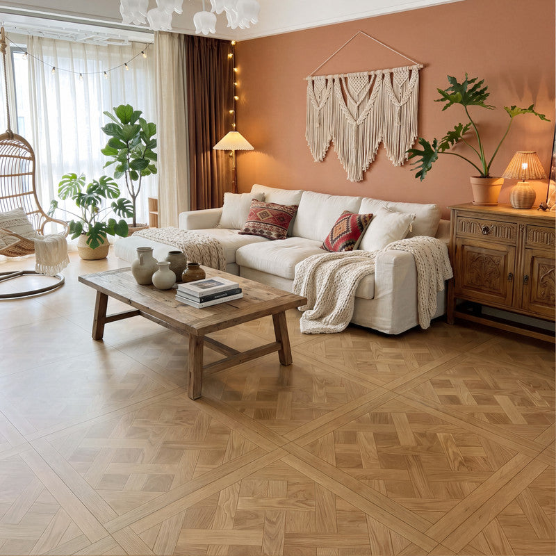 Natural Oak 12 mm T x 24 in. W x 24 in. L AC5 Laminate Parquet Flooring (24 sq. ft./Case)