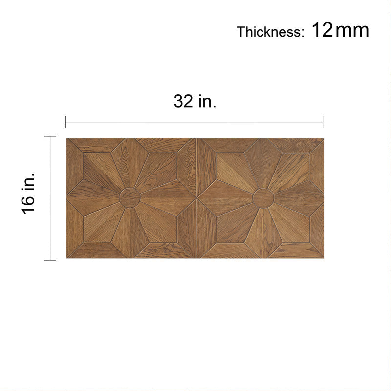 Natural Oak 12 mm T x 16 in. W x 32 in. L AC5 Laminate Parquet Flooring (21.33 sq. ft./Case)