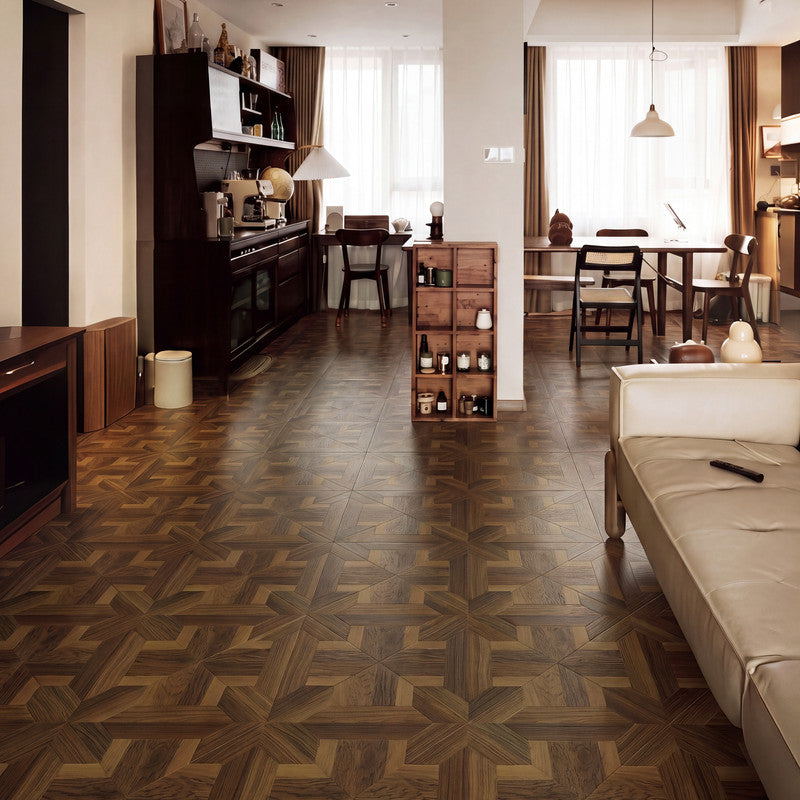 Brown 12 mm T x 16 in. W x 32 in. L AC5 Laminate Parquet Flooring (21.33 sq. ft./Case)