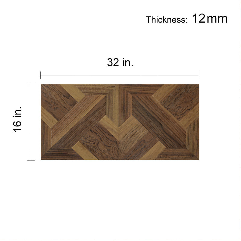 Brown 12 mm T x 16 in. W x 32 in. L AC5 Laminate Parquet Flooring (21.33 sq. ft./Case)