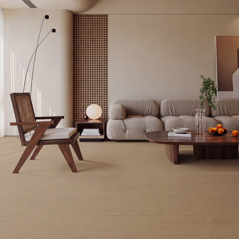 Natural Tan Fabric-Look 30 MIL 18 in. W x 36 in. L Textured Matte Waterproof Click-Lock SPC Luxury Vinyl Tile (27 sq. ft./Case)