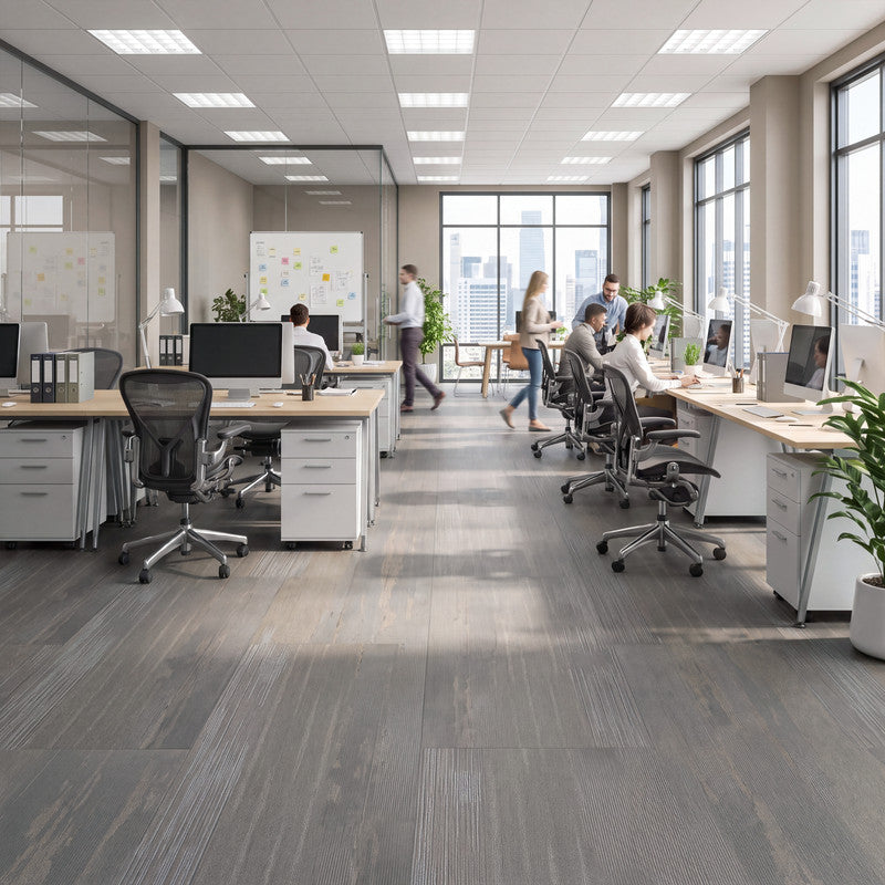 Charcoal Gray Fabric-Look 30 MIL 18 in. W x 36 in. L Textured Matte Waterproof Click-Lock SPC Luxury Vinyl Tile (27 sq. ft./Case)