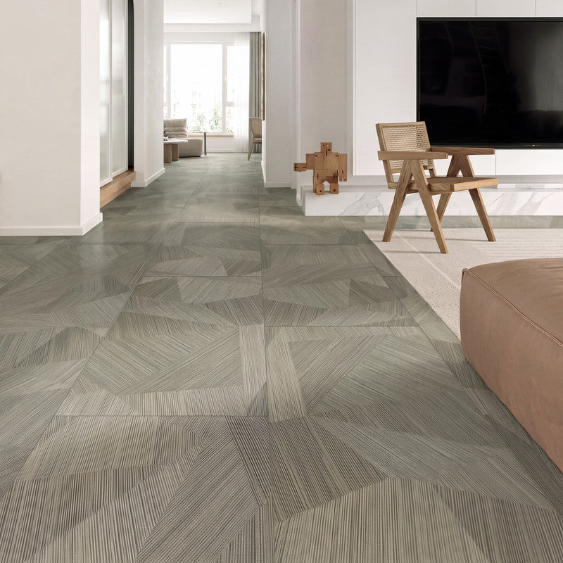 Gray Geometric Fabric-Look 30 MIL 18 in. W x 36 in. L Textured Matte Waterproof Click-Lock SPC Luxury Vinyl Tile (27 sq. ft./Case)