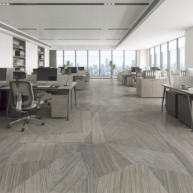 Gray Geometric Fabric-Look 30 MIL 18 in. W x 36 in. L Textured Matte Waterproof Click-Lock SPC Luxury Vinyl Tile (27 sq. ft./Case)