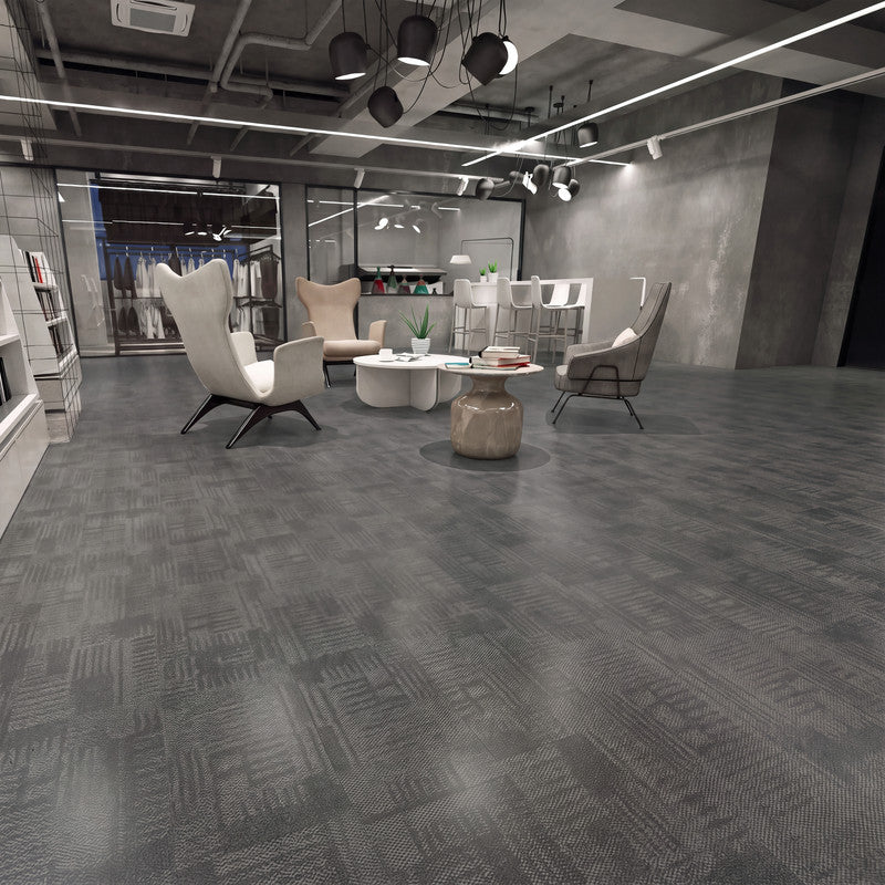 Dark Gray Abstract Fabric-Look 30 MIL 12 in. W x 48 in. L Textured Matte Waterproof Click-Lock SPC Luxury Vinyl Tile  (32 sq. ft./Case)