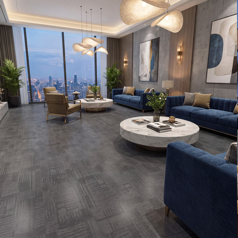 Dark Gray Abstract Fabric-Look 30 MIL 12 in. W x 48 in. L Textured Matte Waterproof Click-Lock SPC Luxury Vinyl Tile  (32 sq. ft./Case)