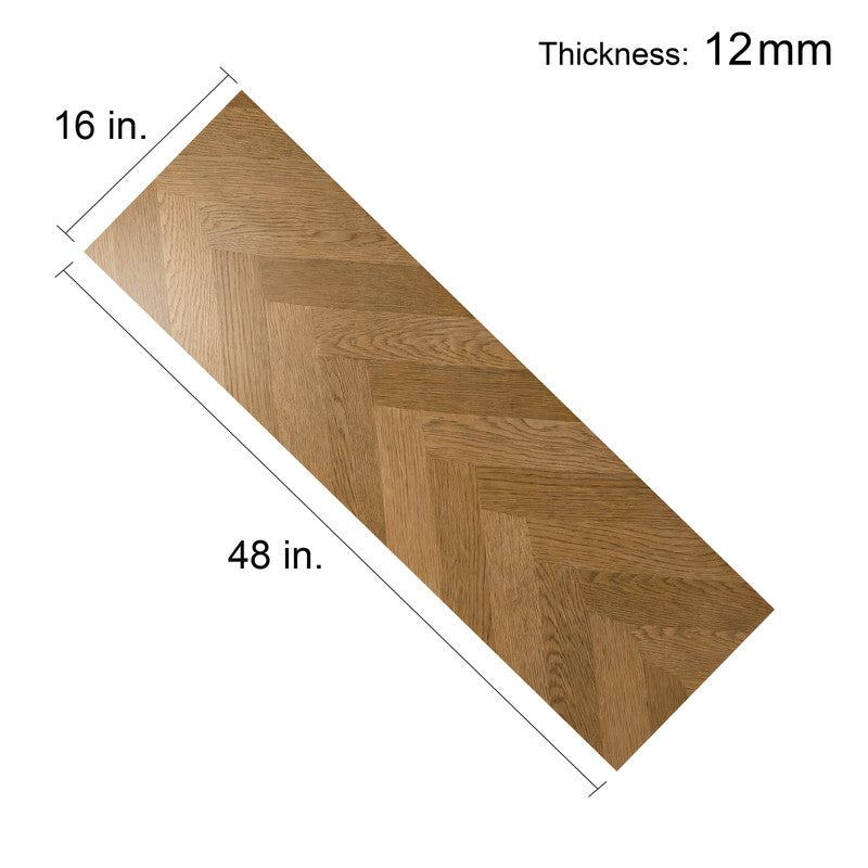 Natural Oak 12 mm T x 16 in. W x 48 in. L AC5 Herringbone-Look Laminate Flooring (32 sq. ft./Case)