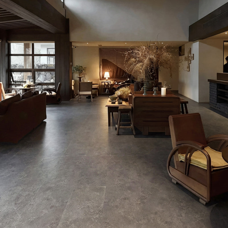 Gray Microcement-Look 20 MIL 12 in. W x 48 in. L Waterproof Click-Lock SPC Luxury Vinyl Tile Flooring  (28 sq. ft./Case)