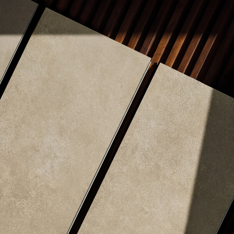 Taupe Microcement-Look 20 MIL 12 in. W x 48 in. L Waterproof Click-Lock SPC Luxury Vinyl Tile Flooring  (28 sq. ft./Case)