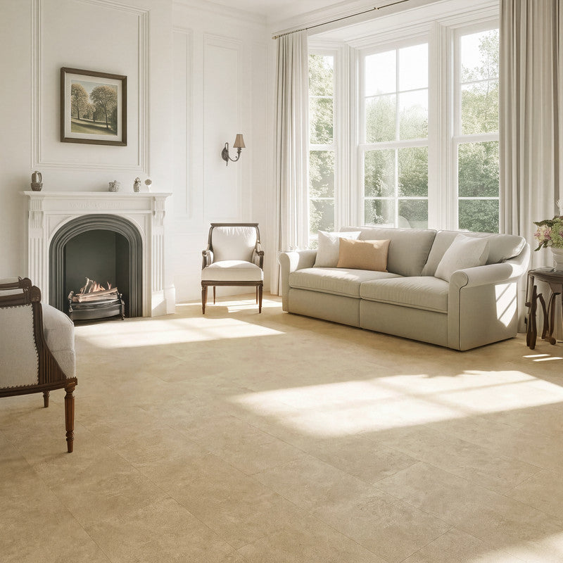 Taupe Microcement-Look 20 MIL 12 in. W x 48 in. L Waterproof Click-Lock SPC Luxury Vinyl Tile Flooring  (28 sq. ft./Case)
