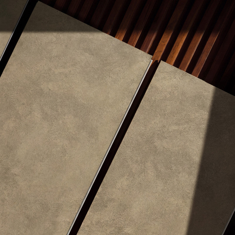 Warm Brown Microcement-Look 20 MIL 12 in. W x 48 in. L Waterproof Click-Lock SPC Luxury Vinyl Tile Flooring  (20 sq. ft./Case)