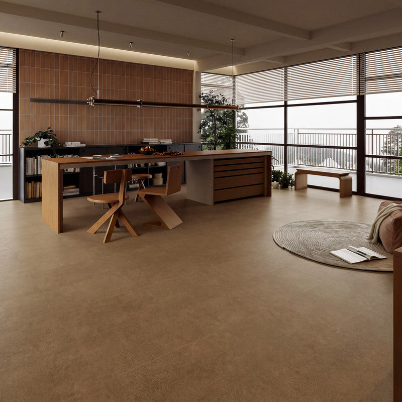 Dark Brown Microcement-Look 20 MIL 12 in. W x 48 in. L Waterproof Click-Lock SPC Luxury Vinyl Tile Flooring  (20 sq. ft./Case)