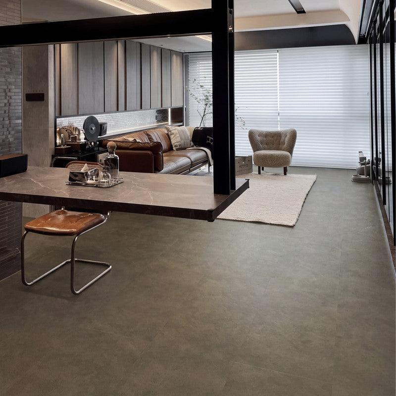Olive Gray Microcement-Look 20 MIL 12 in. W x 48 in. L Waterproof Click-Lock SPC Luxury Vinyl Tile Flooring  (20 sq. ft./Case)